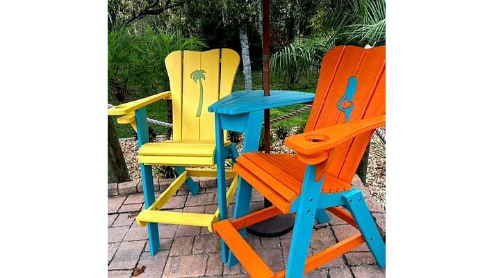 Island Time Islander Testimonial Captains Chairs with Tropicalized Inlays